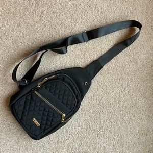 Quilted Sling Style Crossbody Bag w Multiple Pockets